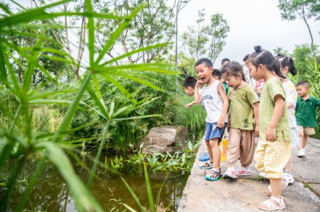 (miniature) Des enfants apprennent à identifier les organismes aquatiques dans le cadre d'une visite pédagogique sur le thème de l'écologie dans la municipalité de Chongqing (sud-ouest)