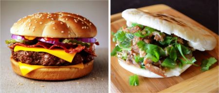 (miniature) hamburger américain et hamburger chinois