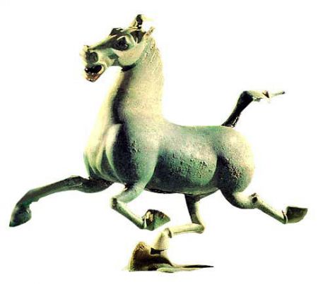 (miniature) cheval bronze au galop