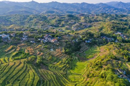 (miniature) Photo aérienne du paysage du village de Shiping du bourg de Sansheng