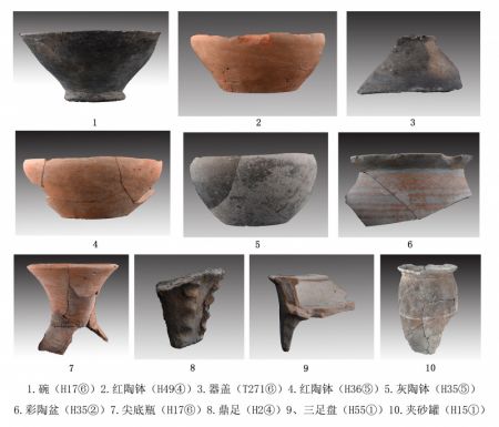 (miniature) Photo non datée fournie par l'Institut provincial de l'archéologie du Shanxi montrant des poteries découvertes sur le site archéologique de Yuancun