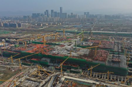 (miniature) Le chantier de la gare ferroviaire de l'Ouest de Hangzhou
