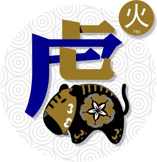 Le Tigre de Feu : le caractère chinois 虎, l'animal du zodiaque et le sceau de son élément