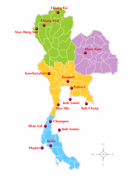 carte de la thaïlande