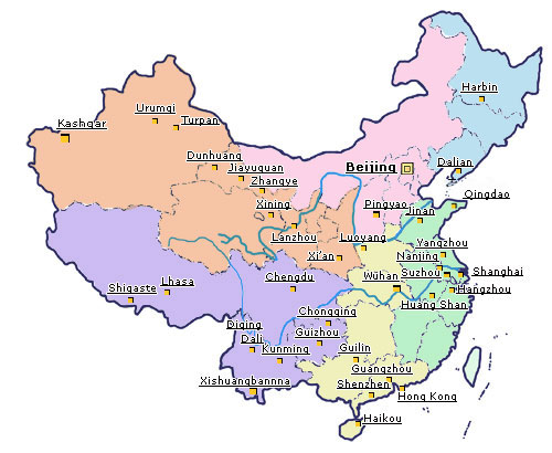 villes chinoises carte