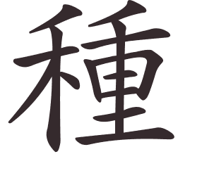 Le caractère 種 tracé avec le numéro de chaque trait à son point de départ
