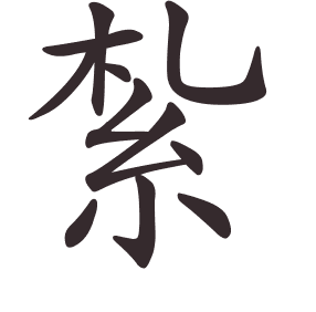 Le caractère 紮 tracé avec le numéro de chaque trait à son point de départ