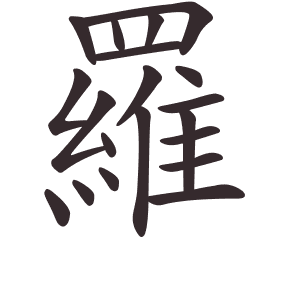 Le caractère 羅 tracé avec le numéro de chaque trait à son point de départ