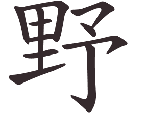 Le caractère 野 tracé avec le numéro de chaque trait à son point de départ