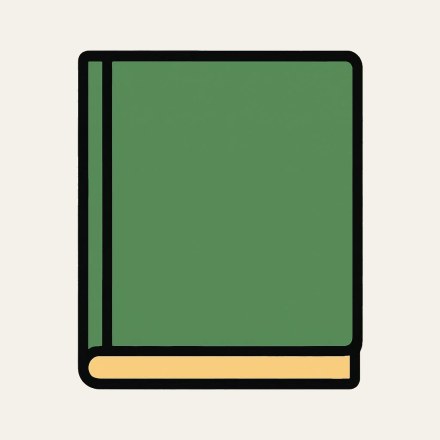 A closed notebook with a green cover and an ochre page edge.