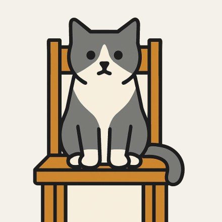 A grey and white cat sitting on an ochre chair.