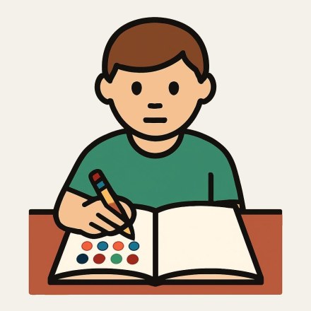 One pupil alone at a desk.
