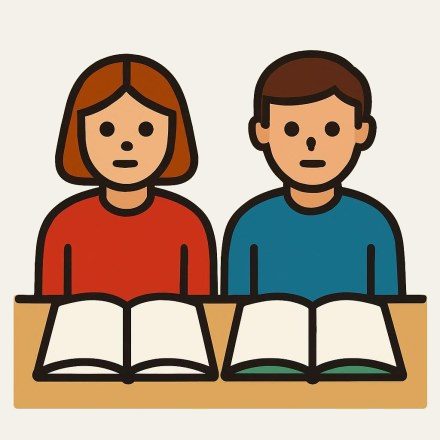 Two pupils sitting side by side at a desk.