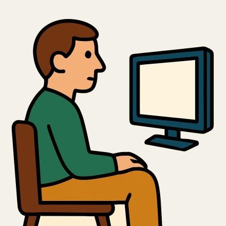 A man watching television.