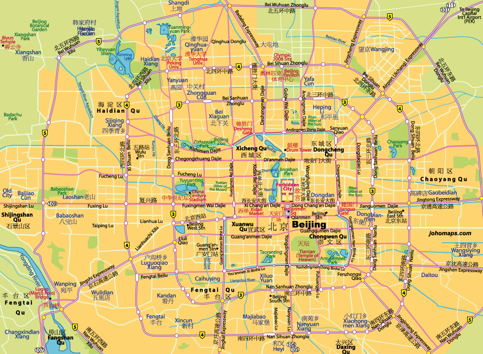 Carte touristique de Pékin