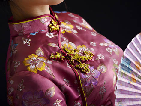 qipao rose pivoines