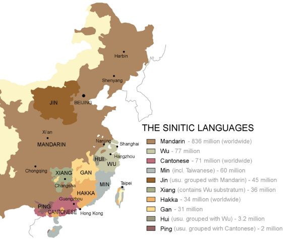 carte des langues chinoises