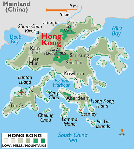 Carte administrative de Hong Kong