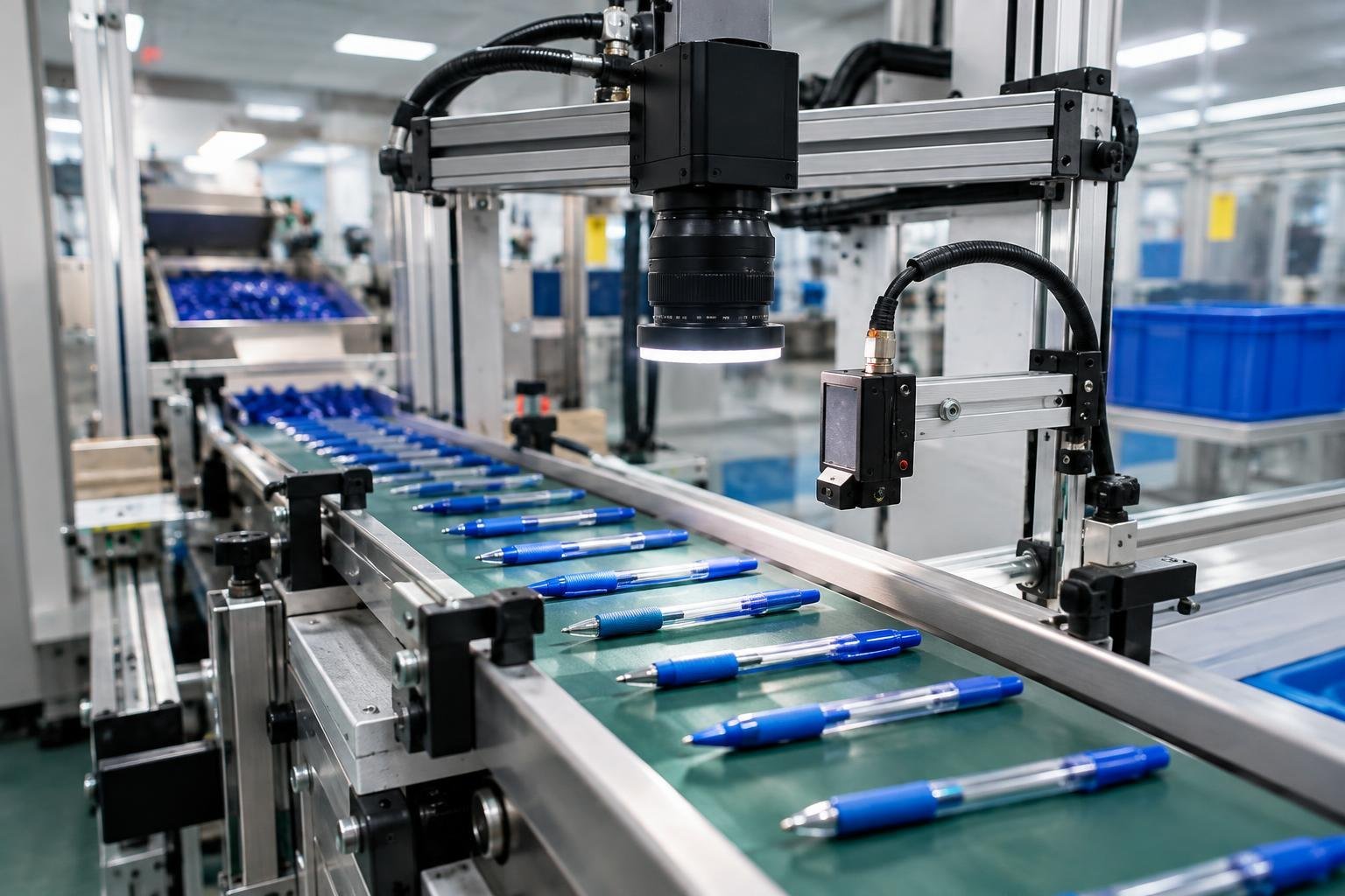 Chaîne de production automatisée avec contrôle qualité par intelligence artificielle