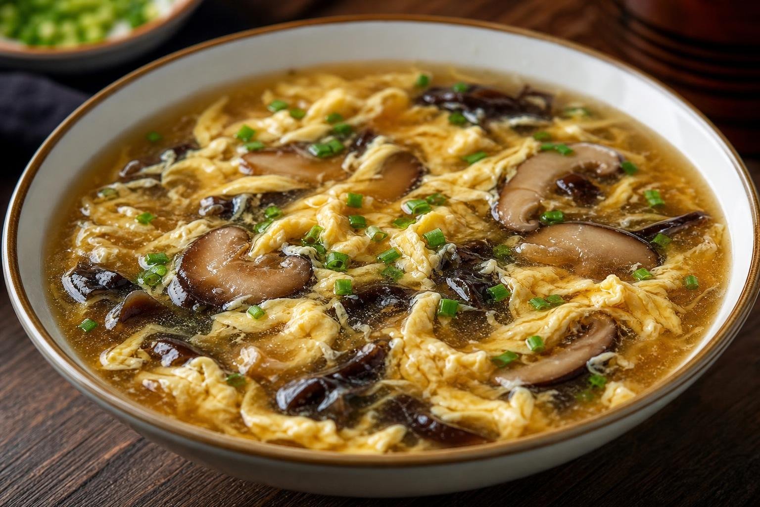 Soupe chinoise aux oeufs et champignons