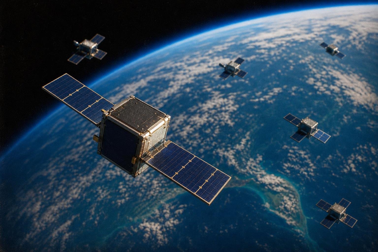 Satellites d'internet en orbite basse au-dessus de la Terre