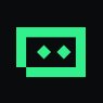 Logo de Trae, rectangle vert aux coins arrondis avec deux points sur fond noir