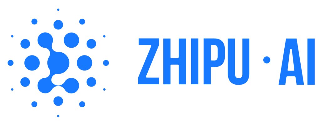 Nœuds bleus à gauche des mots ZHIPU · AI en capitales bleues