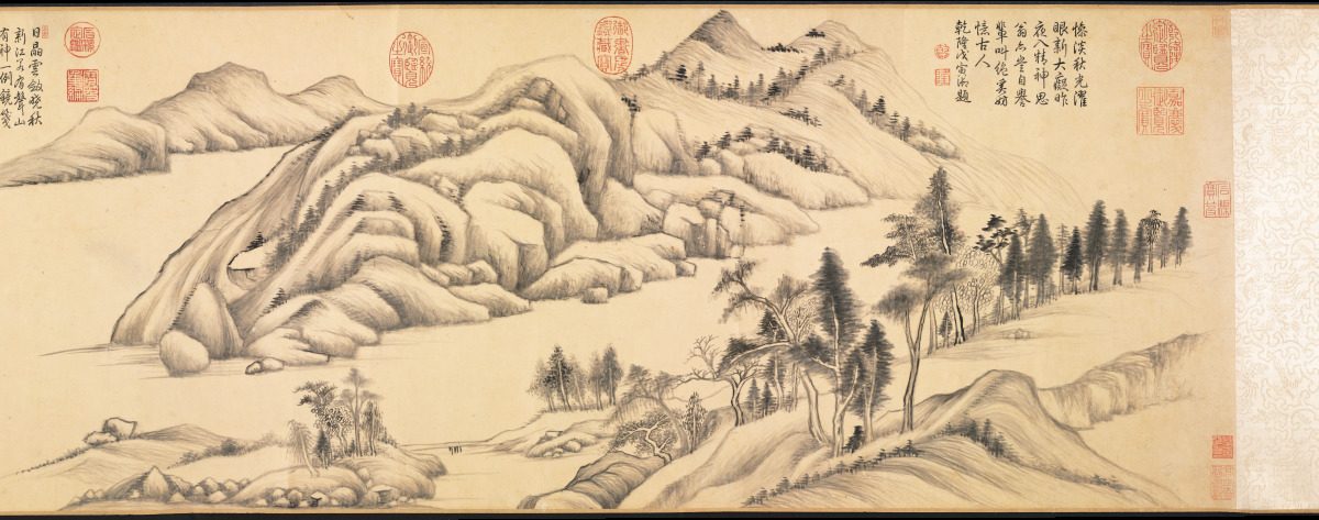 « River and Mountains on a Clear Autumn Day », Dong Qichang, rouleau à main, Chine, dynastie des Ming (1368–1644)