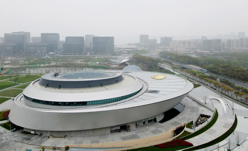Photo aérienne du bâtiment principal du Planétarium de Shanghai