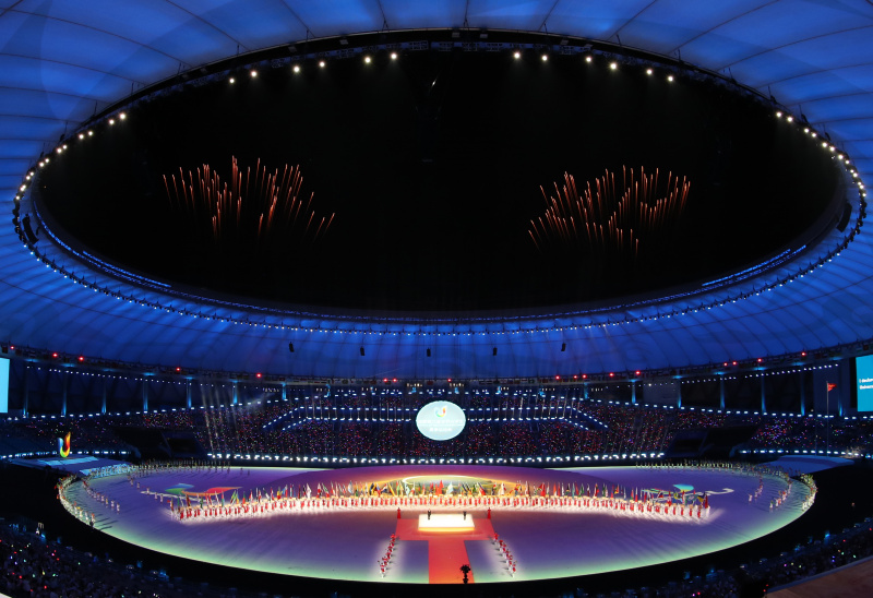 Des feux d'artifice lors de la cérémonie d'ouverture de la 31e édition estivale des Jeux mondiaux universitaires de la FISU