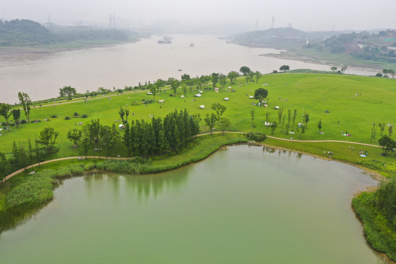 Vue aérienne de l'île de Guangyang à Chongqing