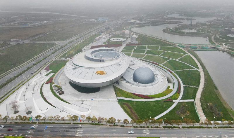 Photo aérienne du bâtiment principal du Planétarium de Shanghai