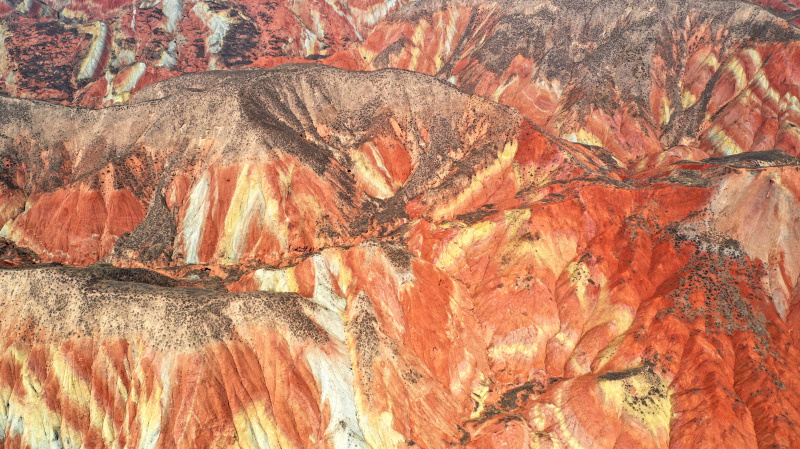 Vue aérienne du site pittoresque de Shuimo Danxia de Lanzhou