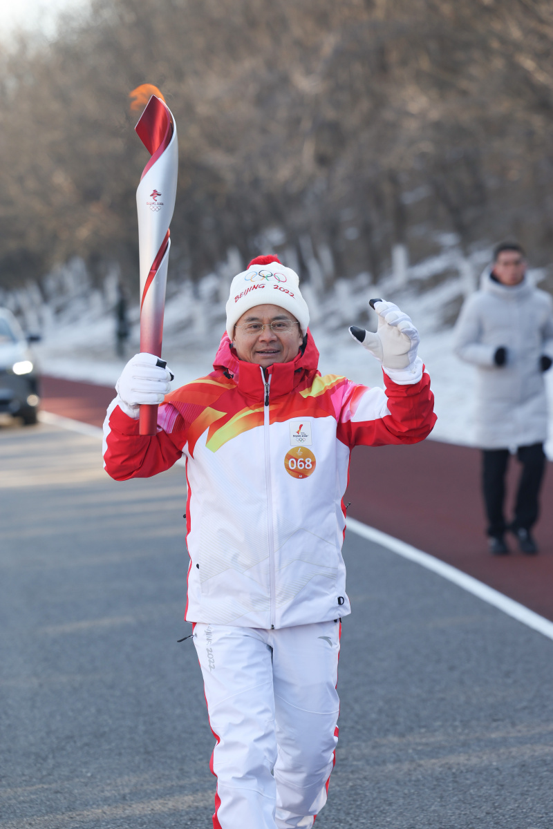 Fu Qiang lors du relais de la flamme olympique