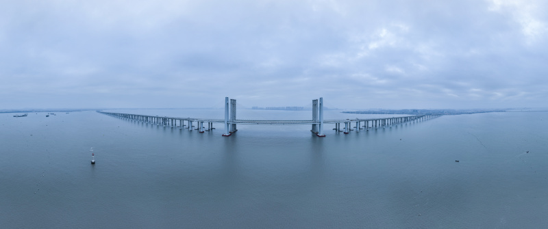 Photo aérienne prise le 4 février 2023 du pont maritime de la baie de Quanzhou