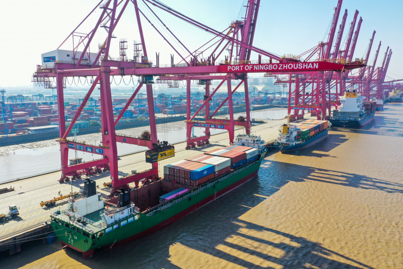 Photo aérienne du port de Ningbo-Zhoushan