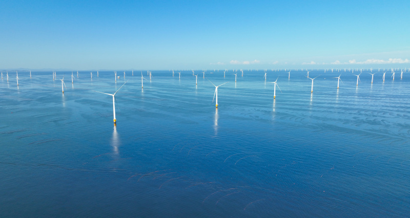 Cette photo montre un parc éolien offshore à Dalian