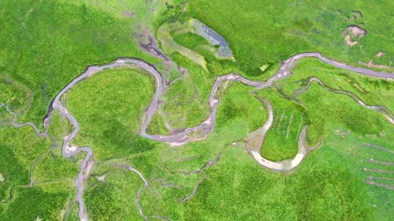 Photo aérienne des zones humides d'Awancang