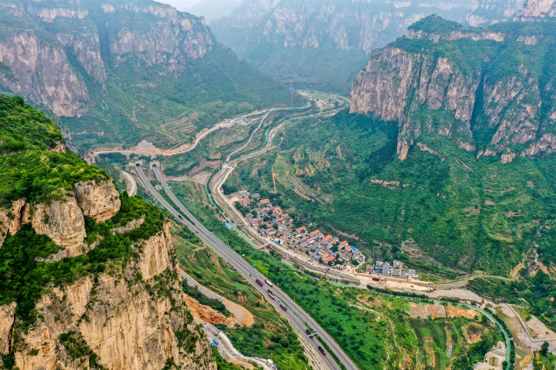 Vue aérienne du village de Tihou dans le district de Pingshun à Changzhi
