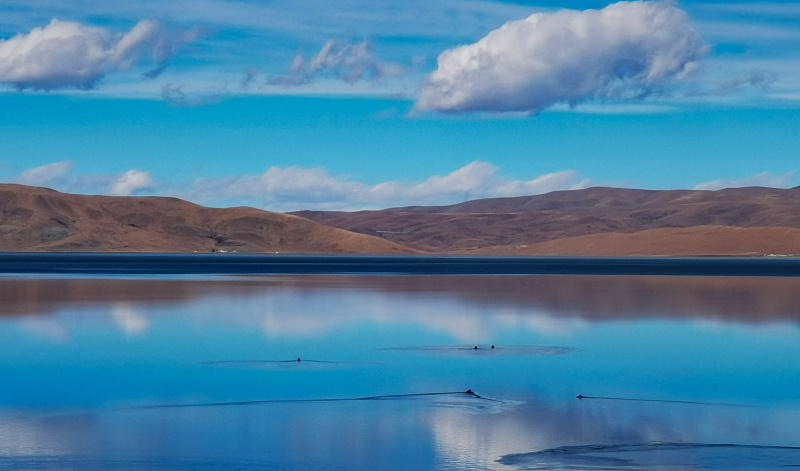 Photo prise le 4 décembre 2021 avec un téléphone portable du lac Zhegu en hiver dans la ville de Shannan
