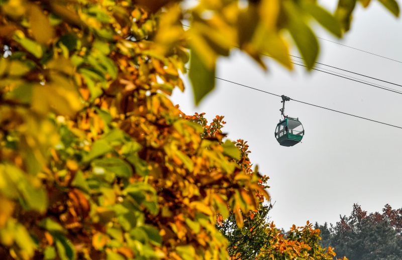 Photo aérienne prise le 25 octobre 2022 du paysage du site touristique de la montagne Panshan