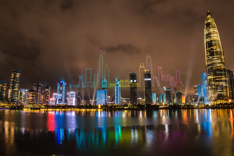 Photo du spectacle de lumières à Shenzhen