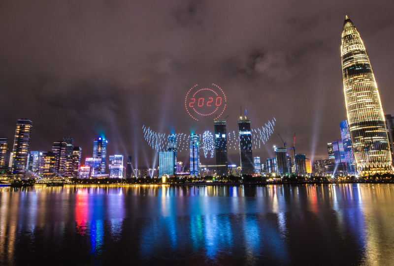 Photo du spectacle de lumières à Shenzhen