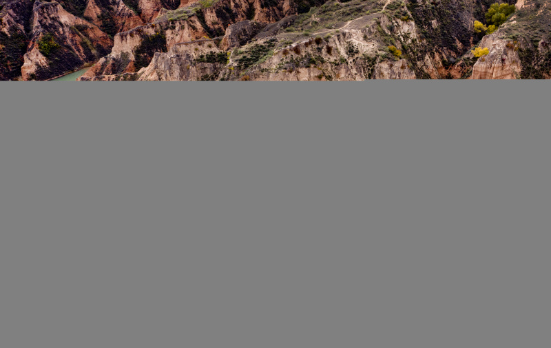 Photo aérienne du paysage du géoparc de loess de Mahuangliang