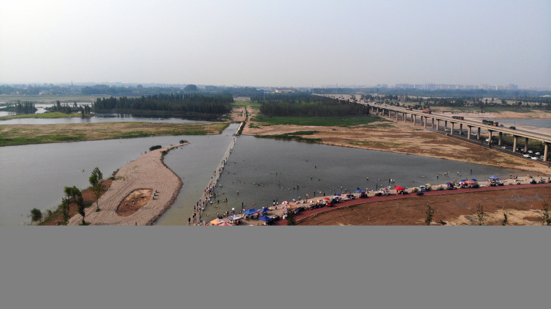 Photo aérienne de la phase III du projet de restauration de la rivière Hutuo