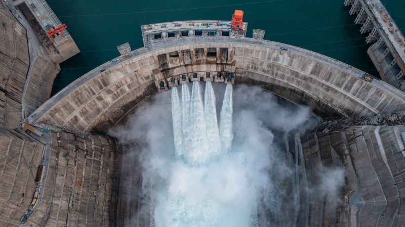 Photo aérienne de la Centrale hydroélectrique de Baihetan
