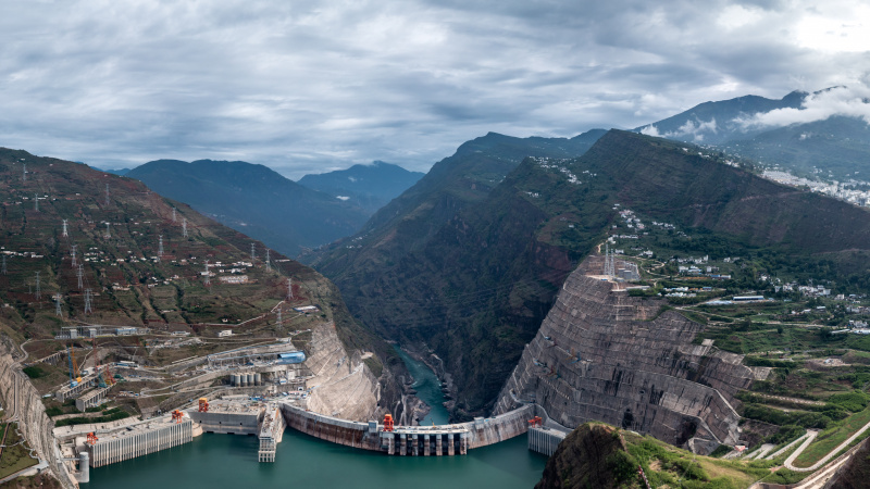 Photo aérienne de la Centrale hydroélectrique de Baihetan