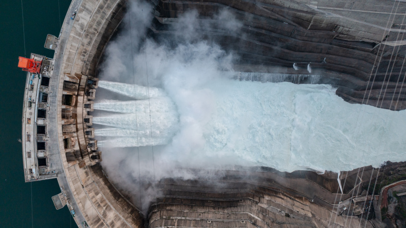 Photo aérienne de la Centrale hydroélectrique de Baihetan