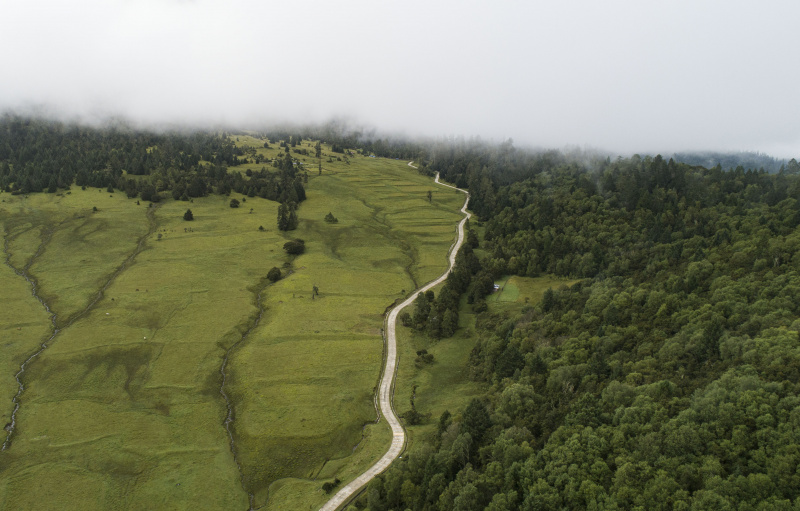 Photo aérienne du bourg de Lunang