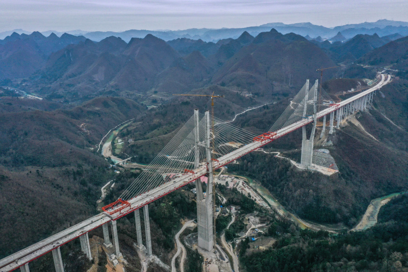 Vue aérienne du chantier du pont de Yunwu